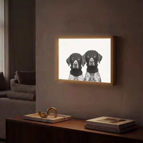 Honden - Bivakmuts - Zwart - wit Light Box met batterij (Wandlamp) middel -sfeer1