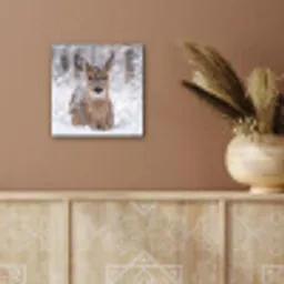 Hert - Sneeuw - Bos - Dieren - Vertederend aluminium wit klein -sfeer4
