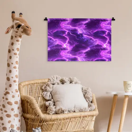 Paars - Bliksem - Wolken Wandkleed katoen klein 269 -wsfeer5_kind