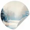 Bos - Winter - Natuur - Abstract - Sneeuw Wandcirkel behangsticker klein -3d