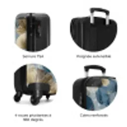 Bladeren - Abstract - Goud - Blauw NBS - Handbagage koffer - Volwassenen Unisex middel zzzzzzzbolletjes_FR