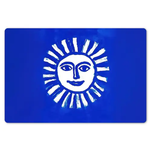 Zon - Gezicht - Penseelstructuur - Blauw Placemat vinyl groot -zzsfeer1_Kitchenyeah-website