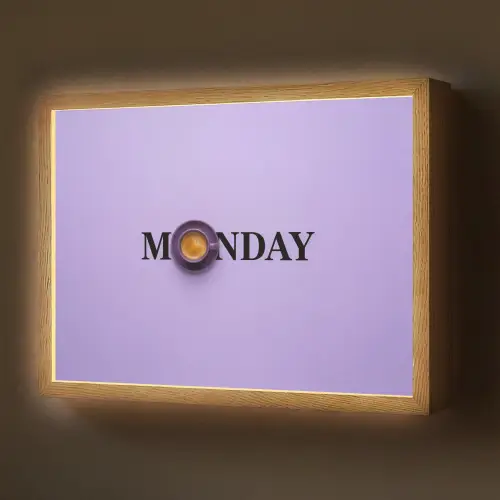 Maandag - Mok - Koffie - Paars Light Box met batterij (Wandlamp) middel -z3d_website