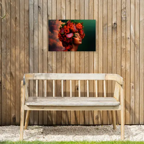 Vrouw - Drankenfruit - Rozen Tuinposter op houten frame 2 cm dik klein -sfeer4