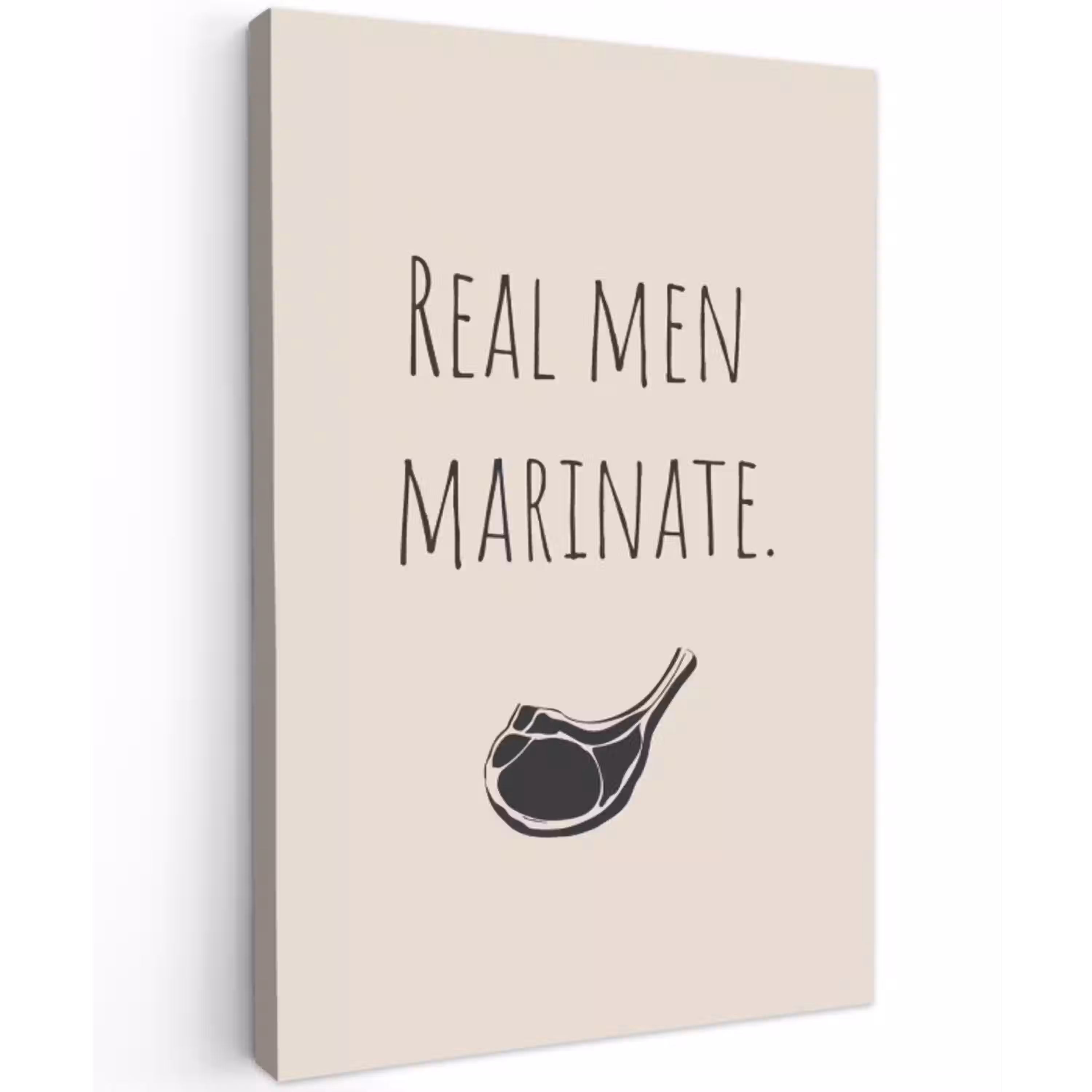 Vlees - Minimalistisch - Beige - Quote Tuinposter op houten frame 2 cm dik klein -3d