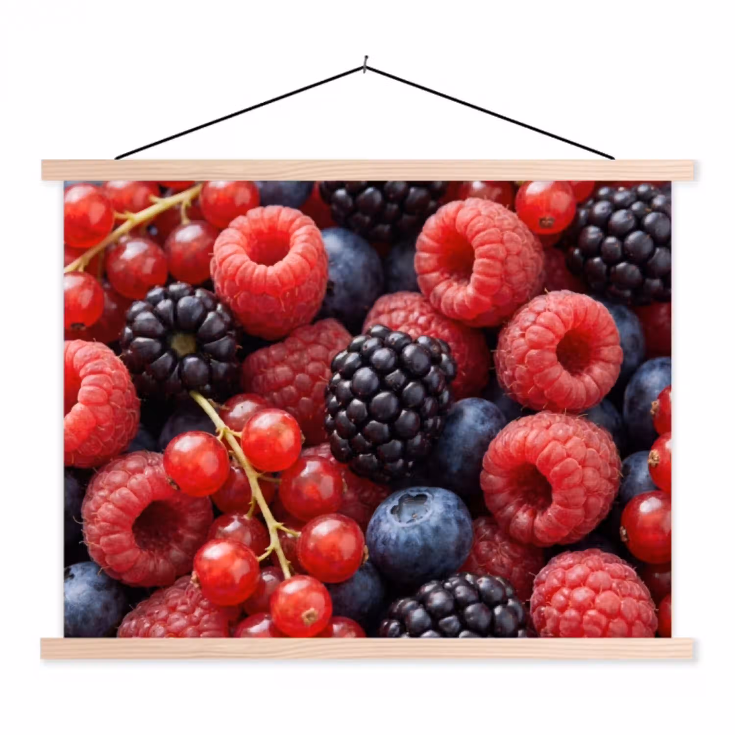 Bessen - Mix - Vers - Eten - Kleurrijk textielposter latten blank klein -3d
