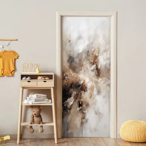 Verf - Abstract - Beige - Kunst deurposter klein -sfeer4