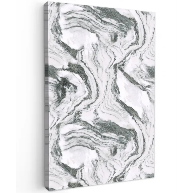 Wit - Marmer - Golvend - Grafiet Tuinposter op houten frame 2 cm dik klein 841 -3d