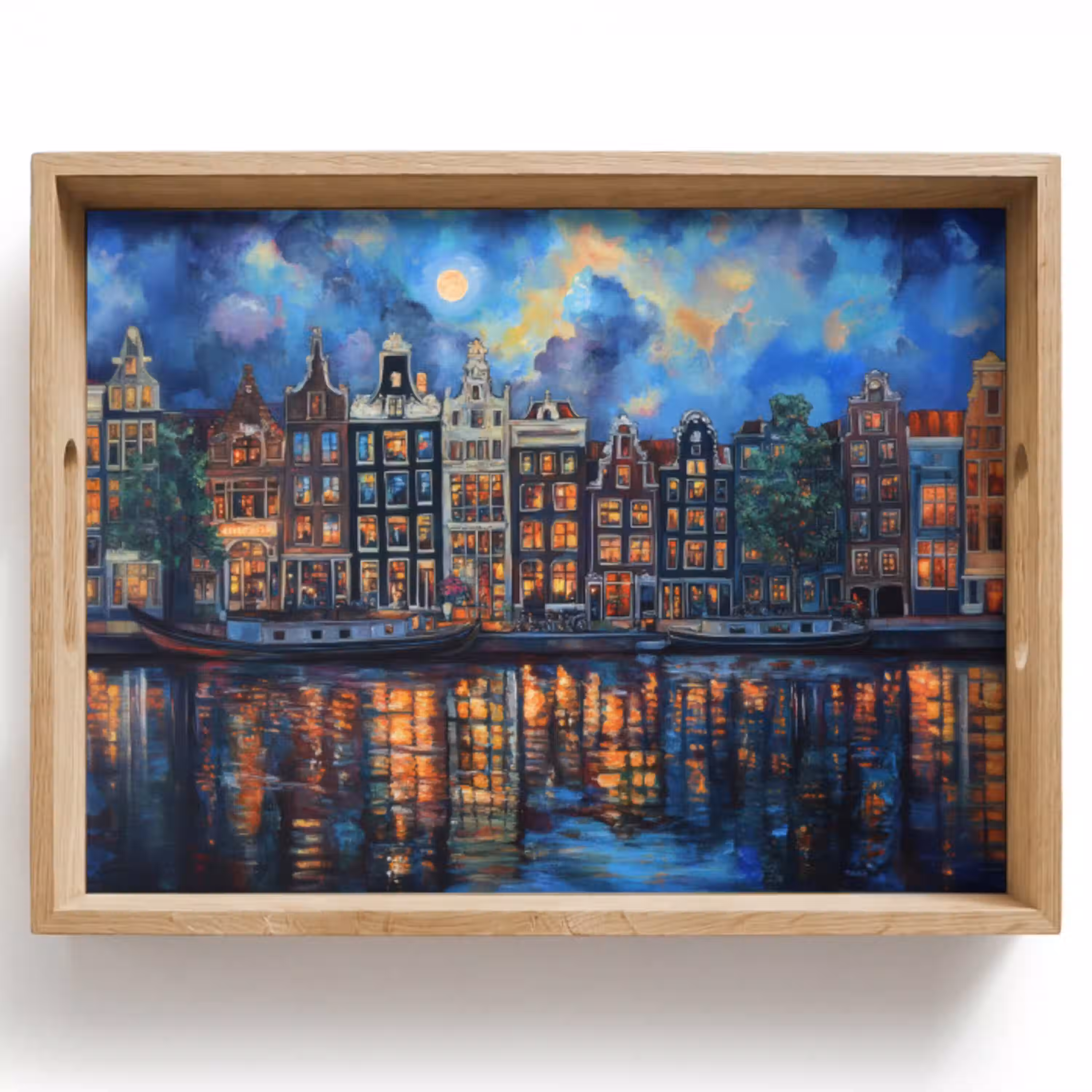 Grachten Amsterdam - Huizen - Stad - Kleurrijk Dienblad Rechthoek middel -z3d_shopping