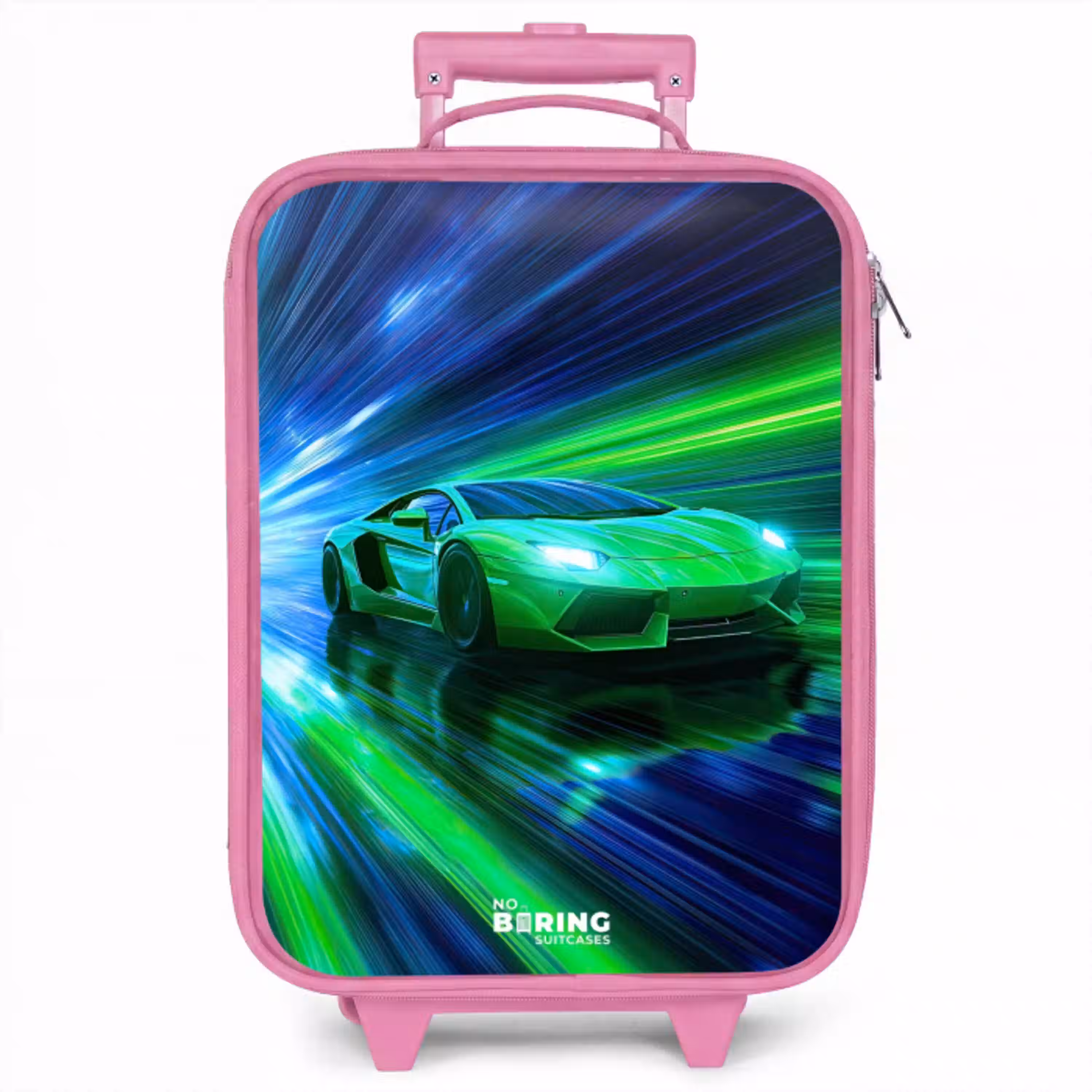 Raceauto - Felgroen - Lichtstralen - Snelheid Kinderkoffer - Roze klein -zzz_website3d