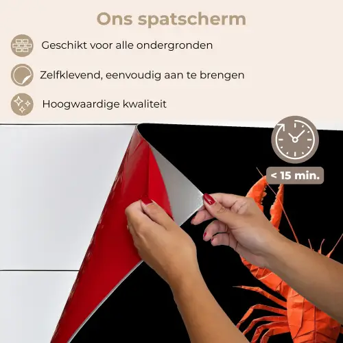 Kreeft - Papier - Origami papier - Rood keuken achterwand spatscherm klein -spatscherm_NL