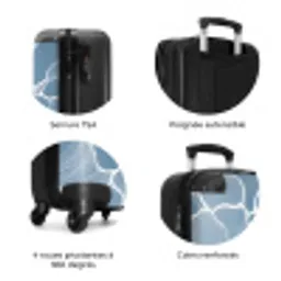 Abstract - Blauw - Bladeren NBS - Handbagage koffer - Volwassenen Unisex middel zzzzzzzbolletjes_FR
