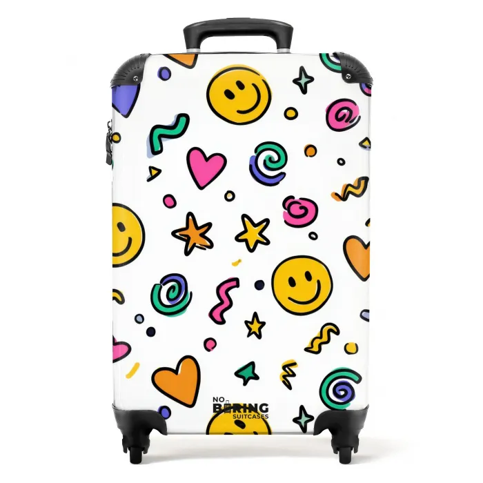 Kleurrijk patroon op een witte achtergrond NBS - Handbagage koffer - Kinderen Unisex middel -productfoto_recht