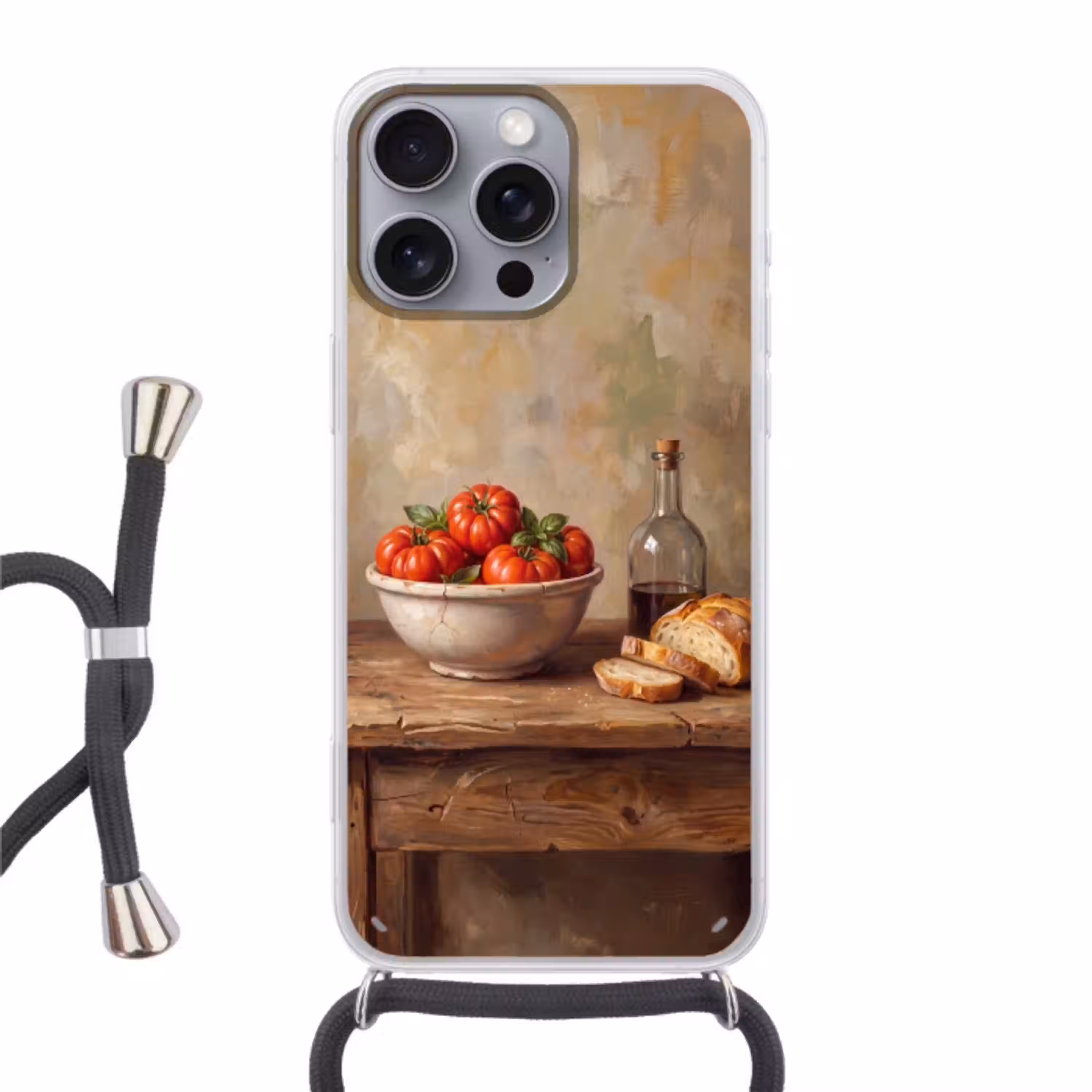 Tomaten - Kom - Eten Hoesje iPhone 16 Pro Max met koord klein -3d
