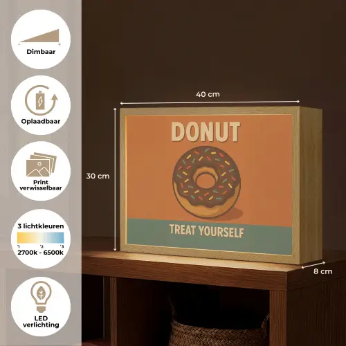 Donut - Spikkels - Kleurrijk - Quote Light Box met batterij (Wandlamp) middel -USP_websiteoverzichtNL