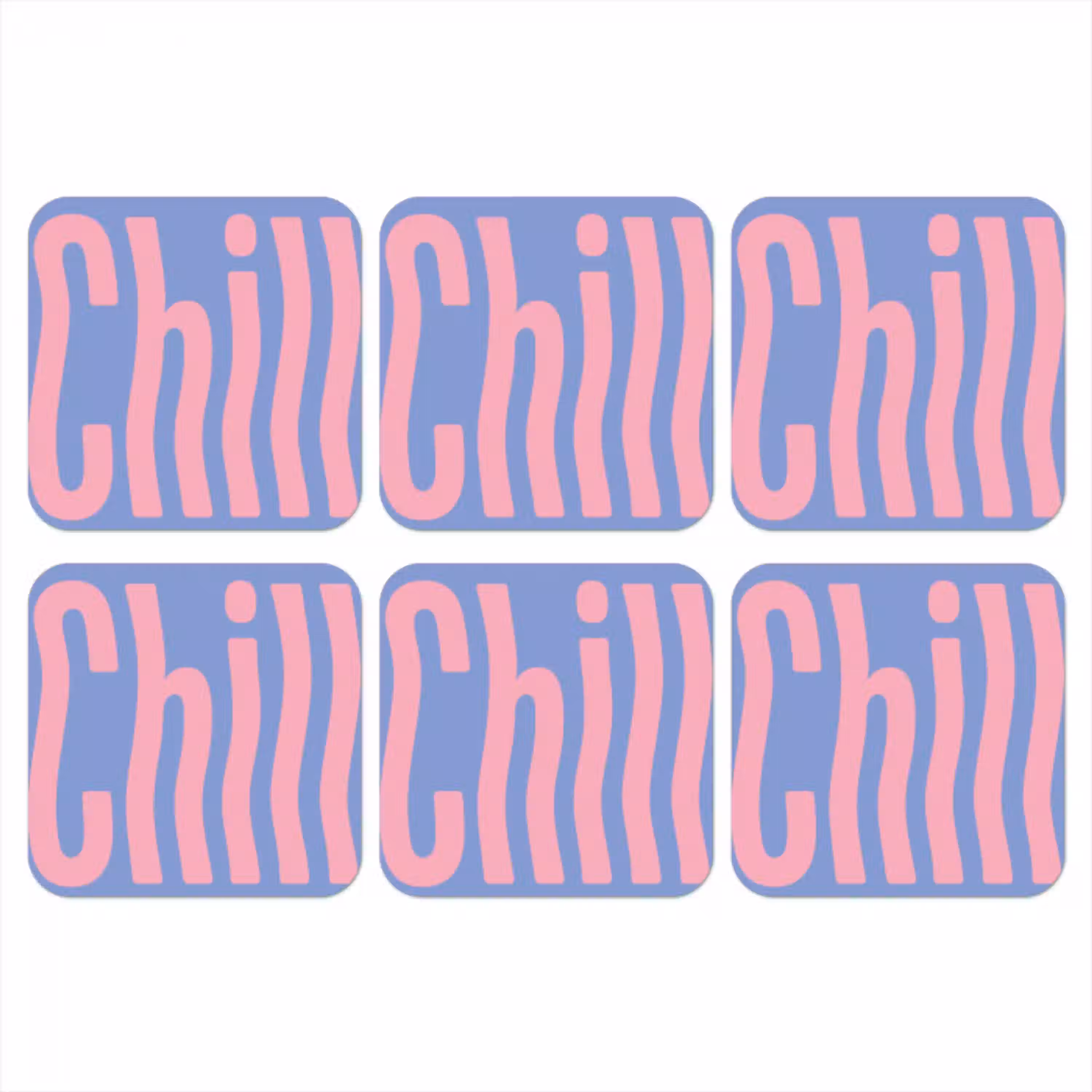 Chill - Roze - Blauw - Golvend onderzetter kurk middel -3d