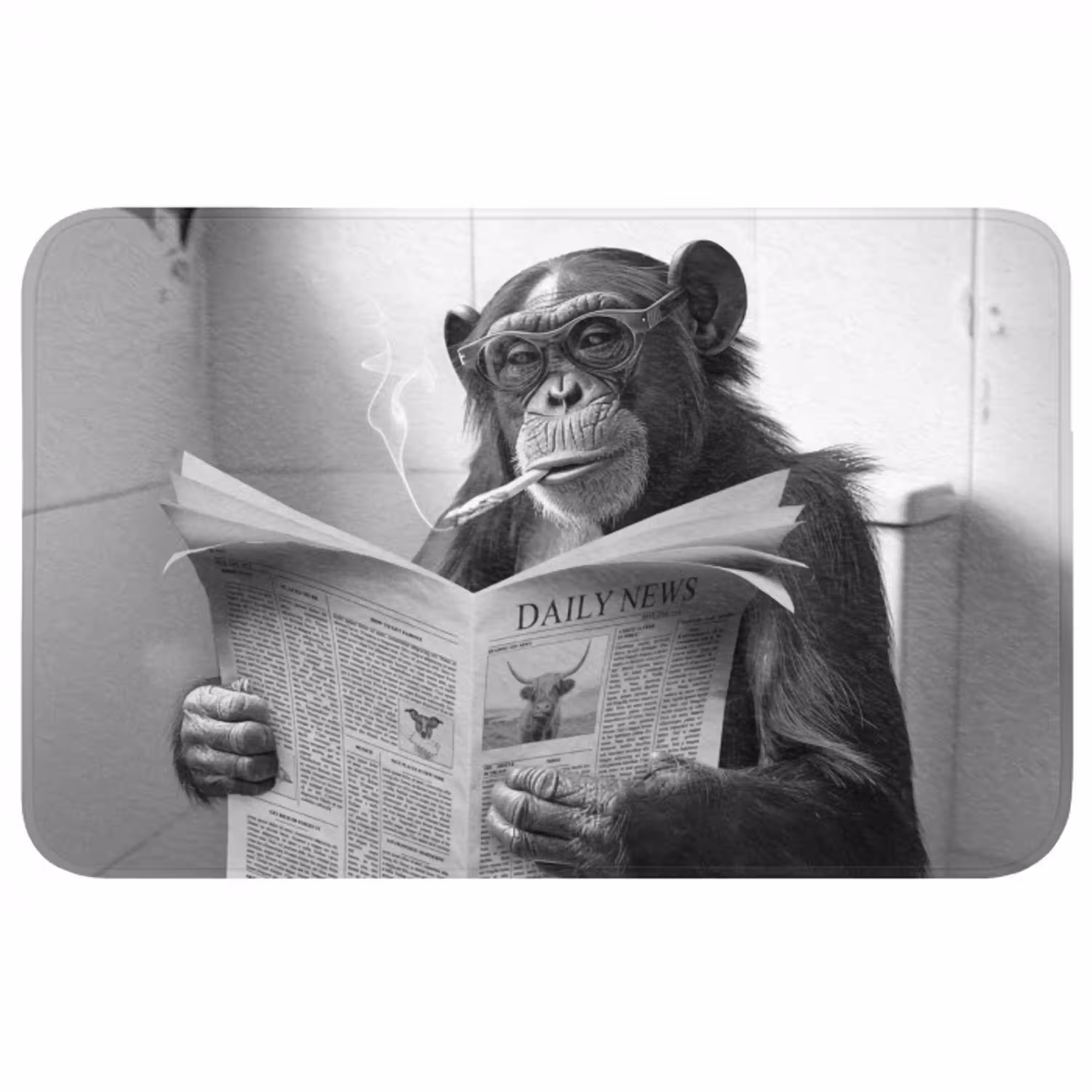 Chimpansee - Aap - Krant - WC - Humor WCmat middel -3d