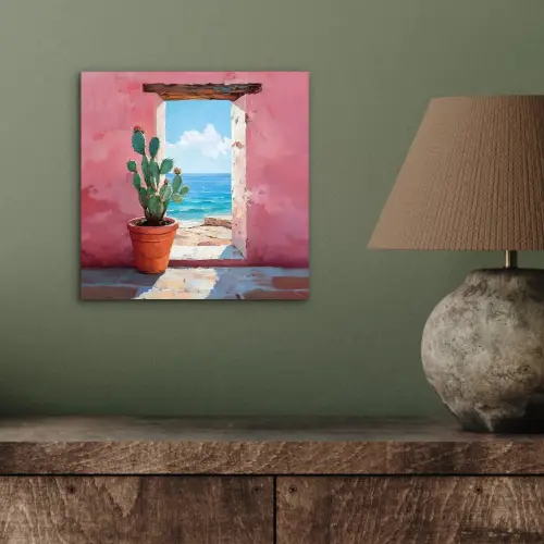 Zee - Roze - Cactus aluminium wit klein -sfeer2