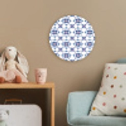 Modern - Patroon - Blauw - Roze Wandcirkel kunststof plaat 5mm dik klein 188 -tsfeer1_kind