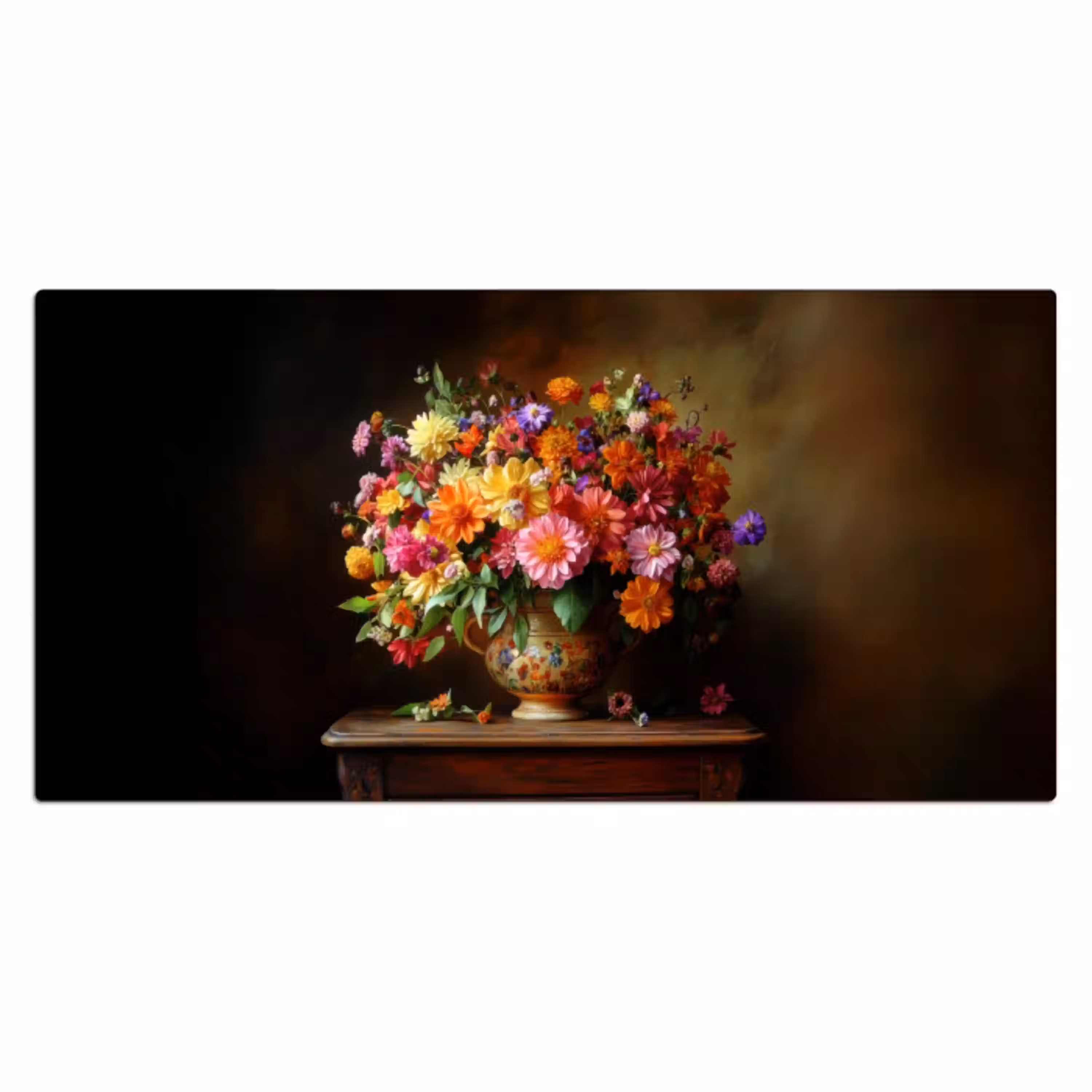 Kleuren - Boeket - Vaas - Hout Muismat XXL klein -3d_leeg