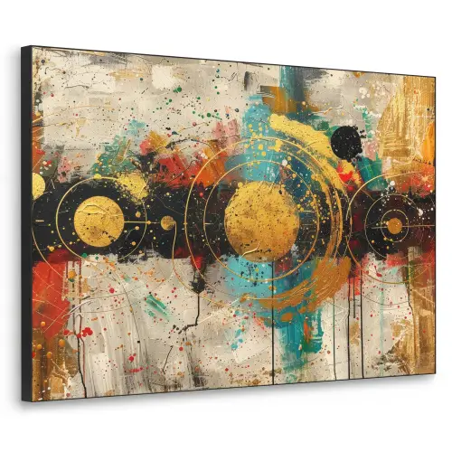 Kunst - Abstract - Aesthetic - Goud Textielframe zwart klein -3d