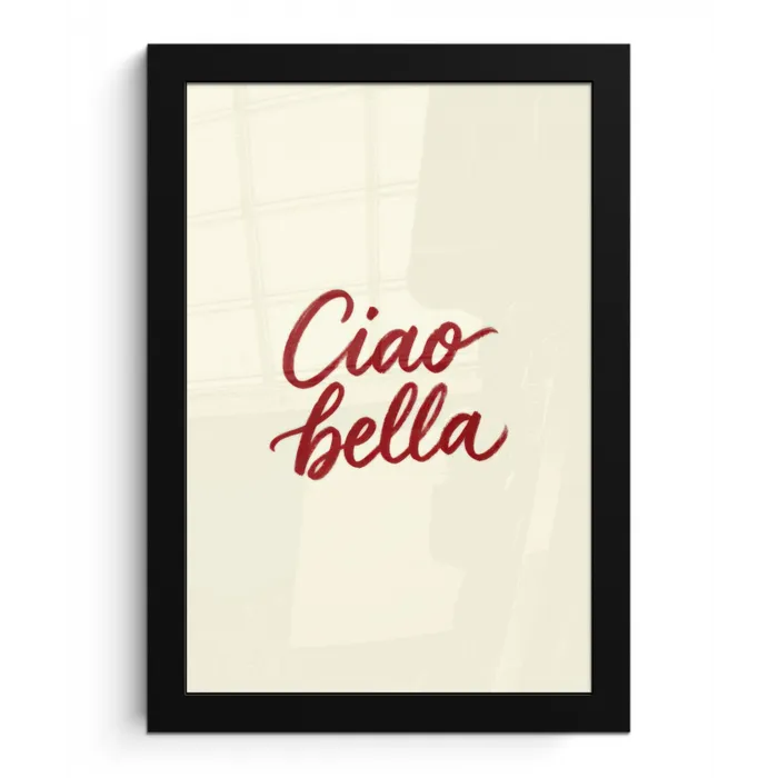 Ciao bella - Rood - Wit - Minimalistisch fotolijst zwart zonder passe partout klein -3d