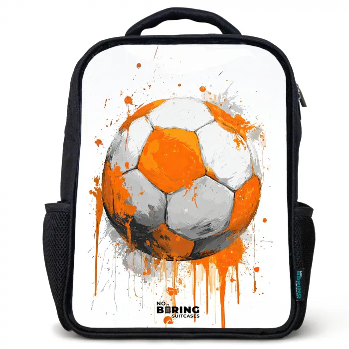 Voetbal - Verf - Oranje Rugzak - Zwart middel -3d