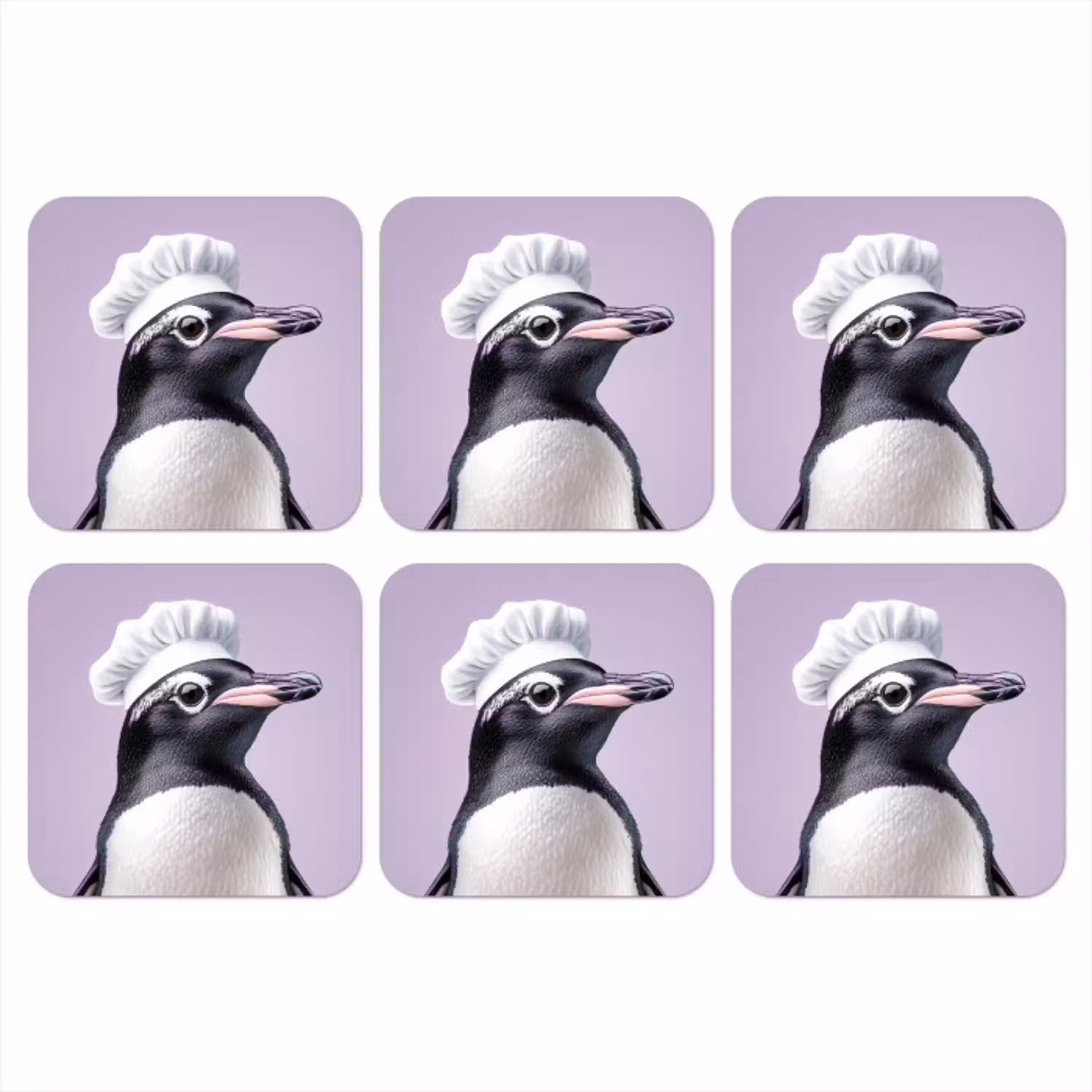 Pinguïn - Koksmuts - Lief - Paars onderzetter kurk middel -3d