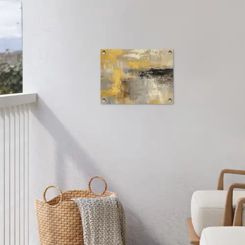 Abstract - Geel - Modern - Beige tuinposter los doek klein -sfeer8