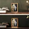 Portret - Leeuw - Abstract - Goud Light Box met kabel (Tafellamp) klein -sfeer3