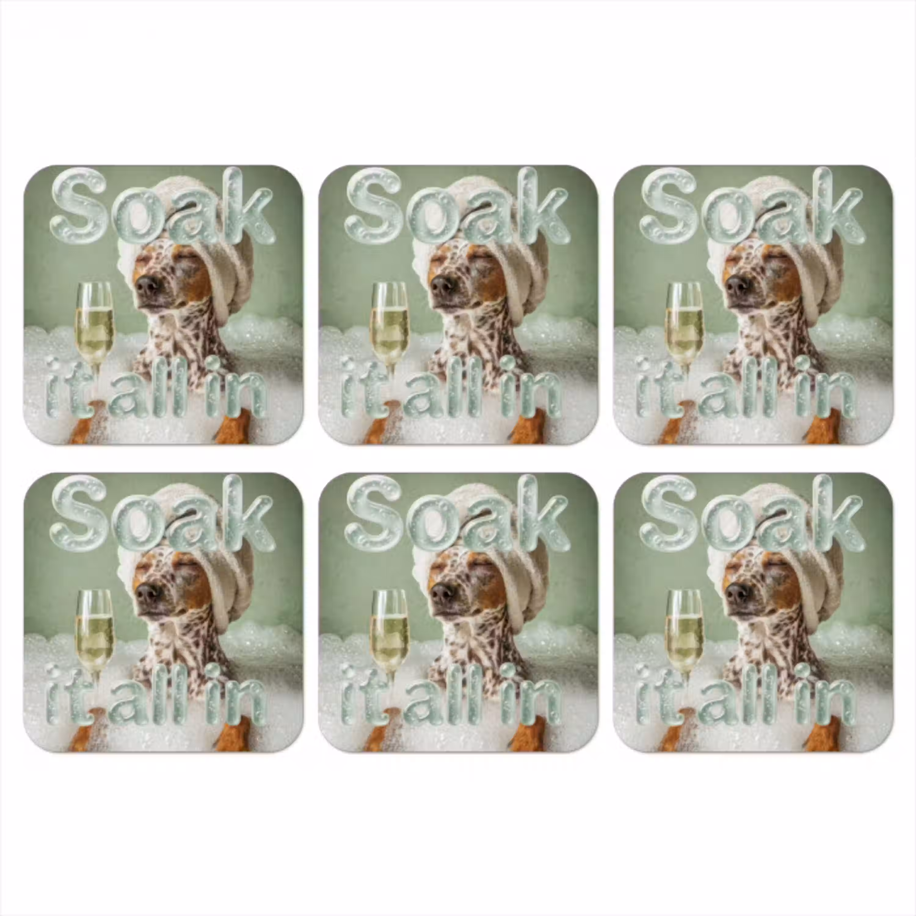 Soak it all in - Hond - Bad onderzetter kurk middel -3d