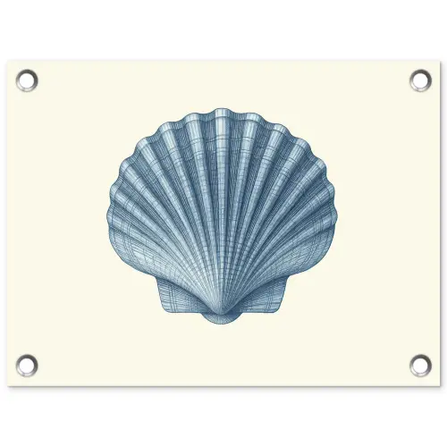 Ribbels - Blauw - Schelp tuinposter los doek klein -3d