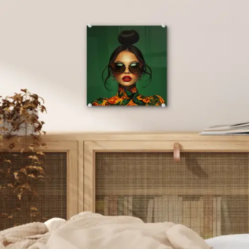 Vrouw - Groen - Modern - Bril - Abstract plexiglas 5mm klein -sfeer4