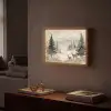Bos - Herten - Winter - Sneeuw Light Box met batterij (Wandlamp) middel -sfeer1