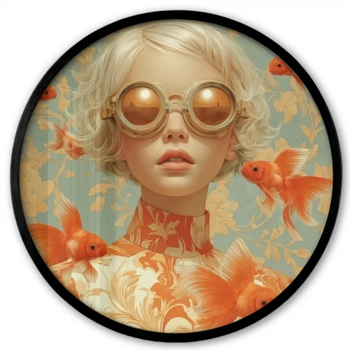 Goudvissen - Oranje - Vrouw - Blond Fotolijst rond zonder passe partout klein -3d