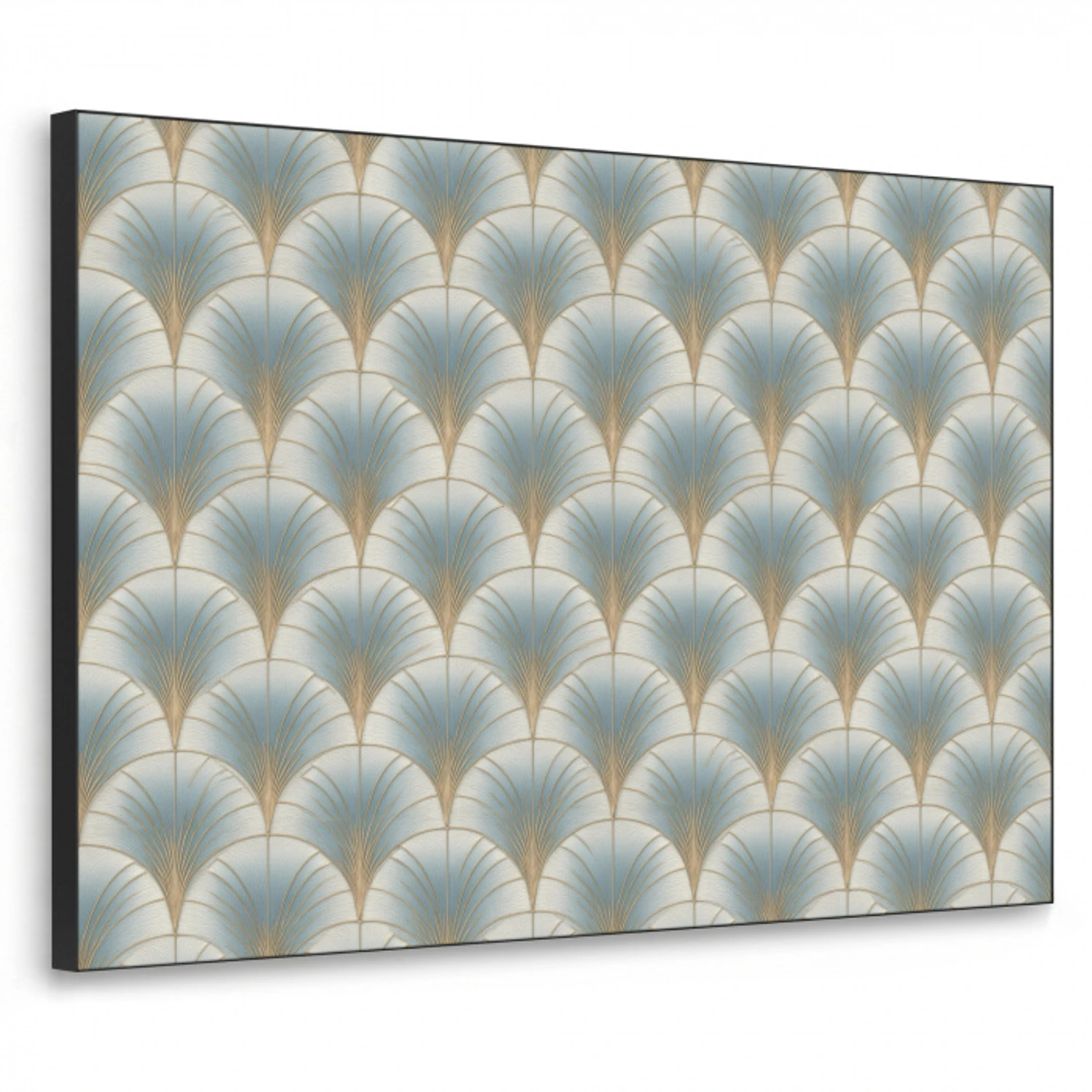 Waaier - Klassiek - Blauw Textielframe zwart klein 947 -3d