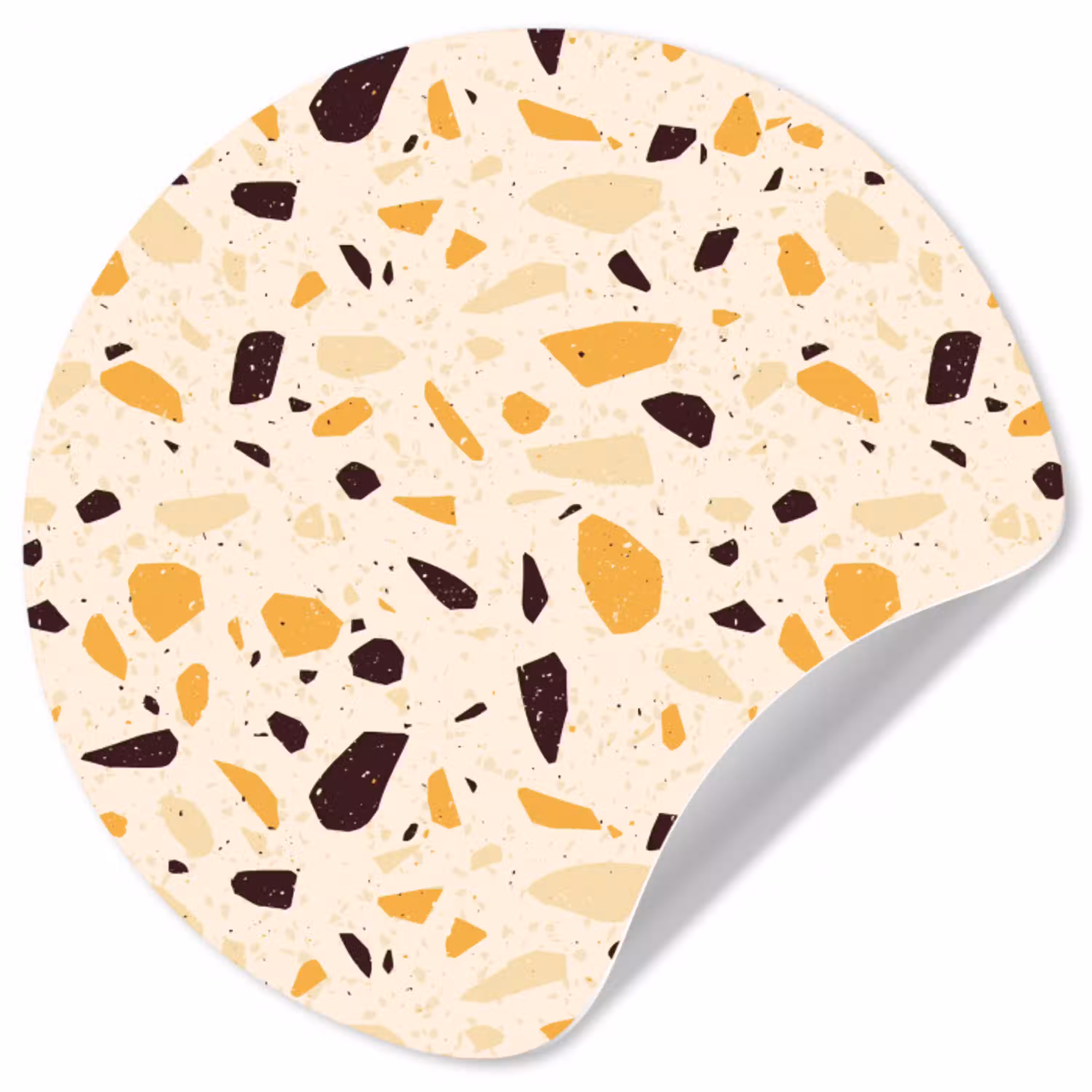 Terrazzo -  Patroon - Geel - Wandcirkel behangsticker klein 186 -3d