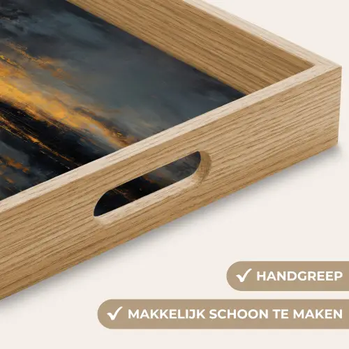 Gouden Reflectie op Water Dienblad Rechthoek middel -USP_HandgreepNL