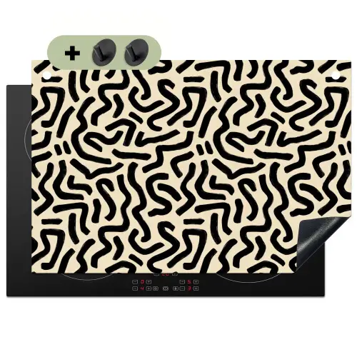 Abstract - Lijnen - Zwart Inductie beschemer met haakjes klein 777 -3d