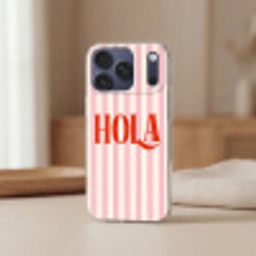 Hola - Quote -  Strepen - Pastel - Roze - Rood - Wit Telefoonhoesje iPhone 17 Pro klein -sfeer2