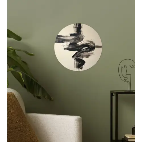 Golven - Penseelstreken - Beige - Minimalistisch Wandcirkel behangsticker klein -sfeer2