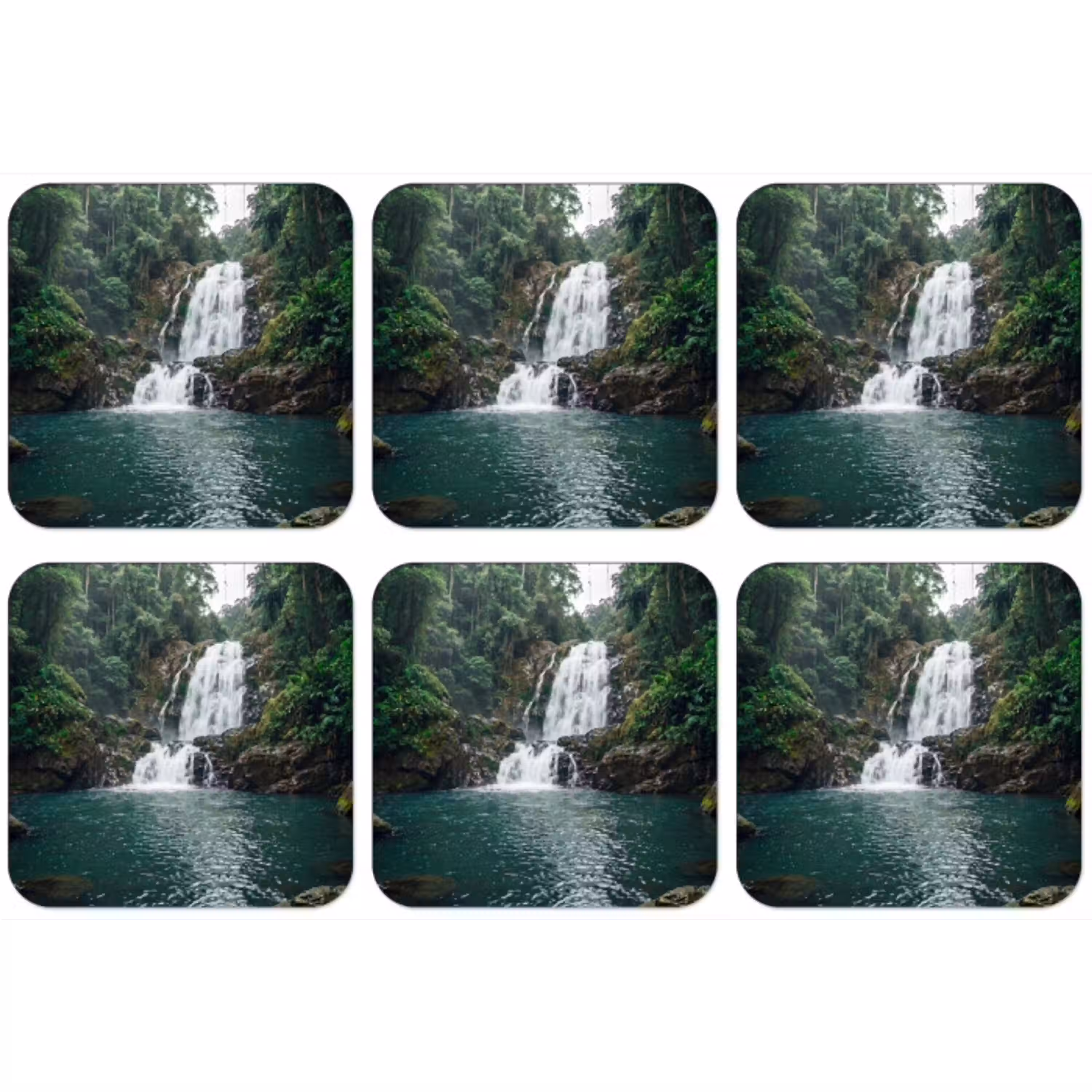Waterfall - Forest - Nature - Greenkhgyguyg onderzetter kurk middel -zkaufland3dotto