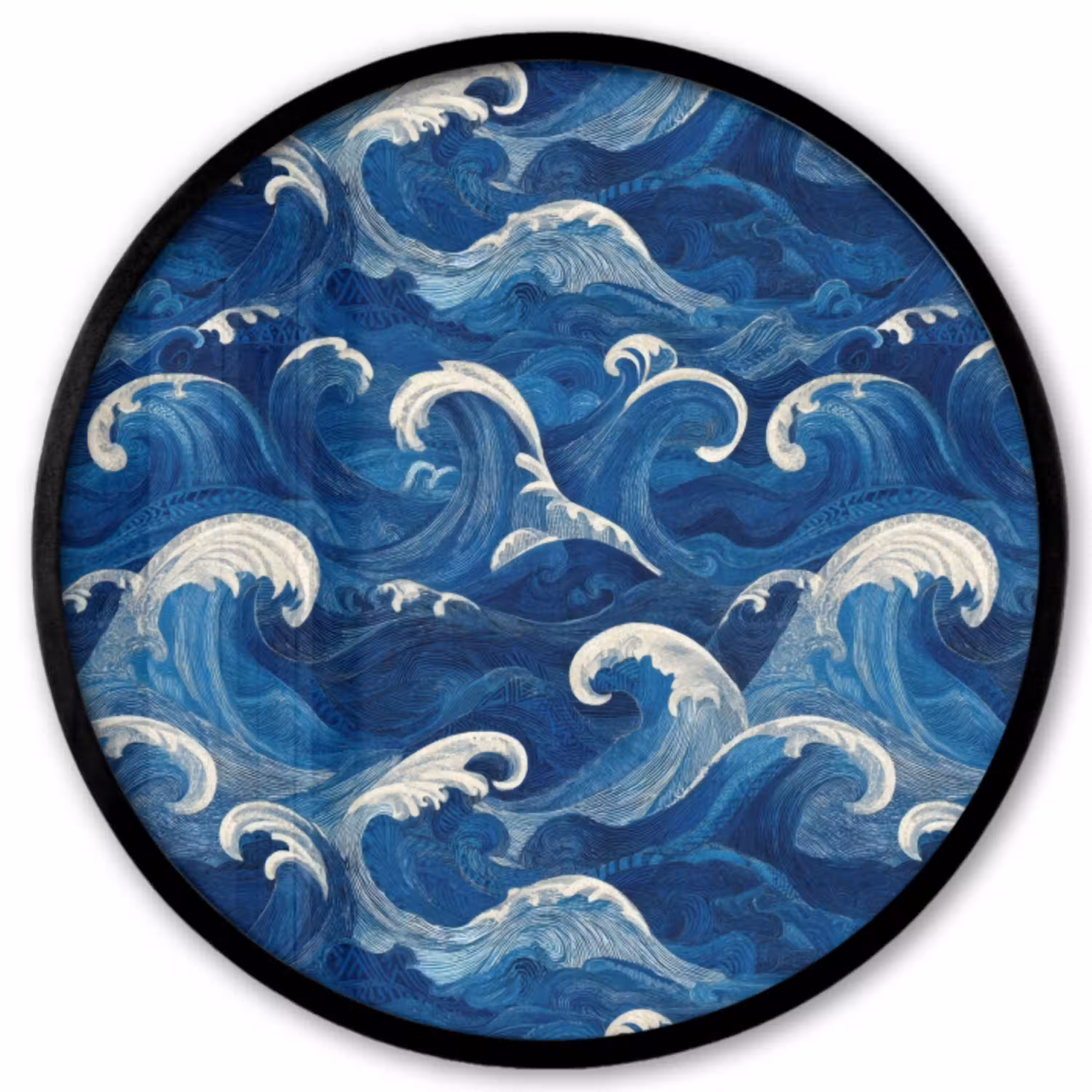 Japans - Oceaan - Golven - Blauw Fotolijst rond zonder passe partout klein 856 -3d