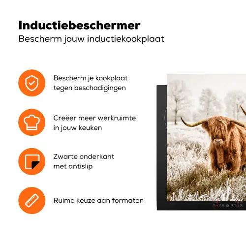 Schotse hooglander - Koe - Natuur - Winter Inductie beschermer vinyl 3mm klein -zzzzzzz-td-ups