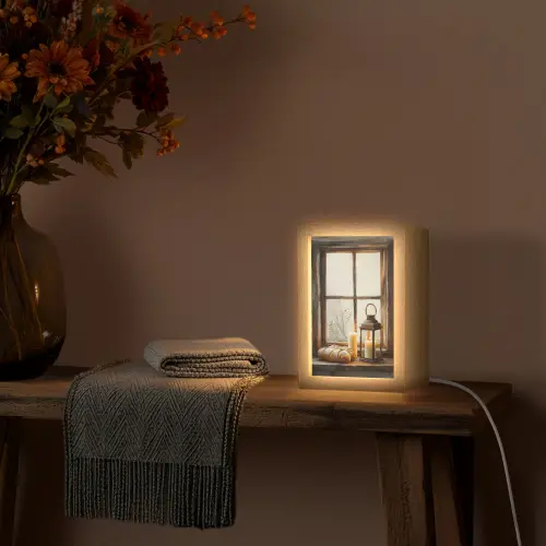 Stilleven - Rustiek - Kaarsen - Broden - Raam Light Box met kabel (Tafellamp) klein -sfeer4