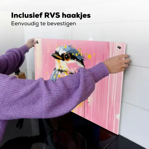 Vogel - Roze - Geel - Blauw Inductie beschemer met haakjes klein -ky-ophangen-nl
