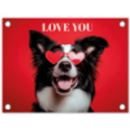 Hond - Hartjesbril - Loveyou - Rood tuinposter los doek klein -3d