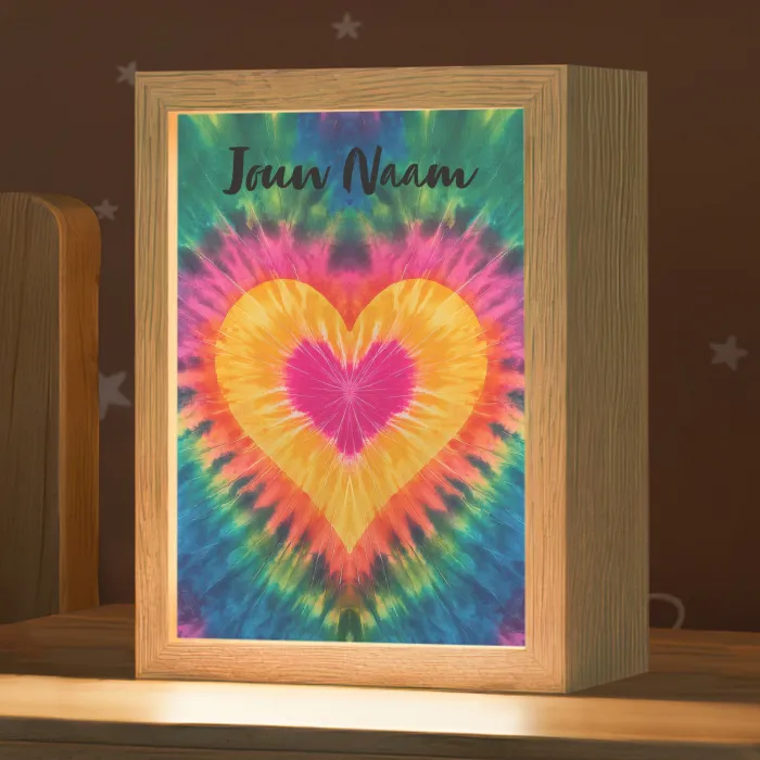 Hart - Kleurrijk - Regenboog - Tie Dye Light Box met kabel (Kinderlampje) klein -zzz_3d_website