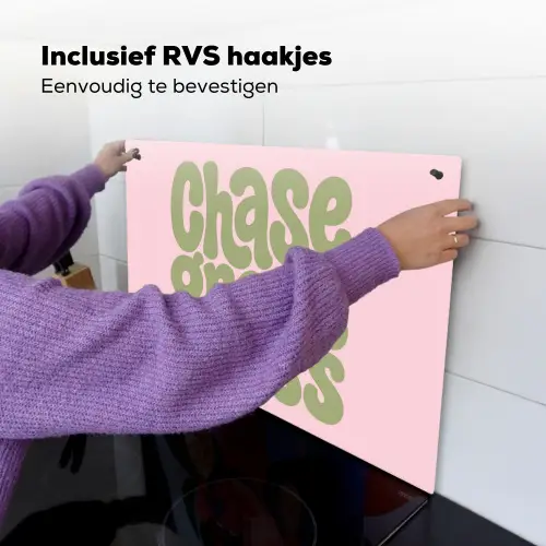 Chase greatness - Groen - Roze - Retro Inductie beschemer met haakjes klein -ky-ophangen-nl