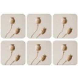 Papaverbollen - Droogbloemen - Minimalistisch - Beige - Rustig onderzetter kurk middel -zkaufland3dotto